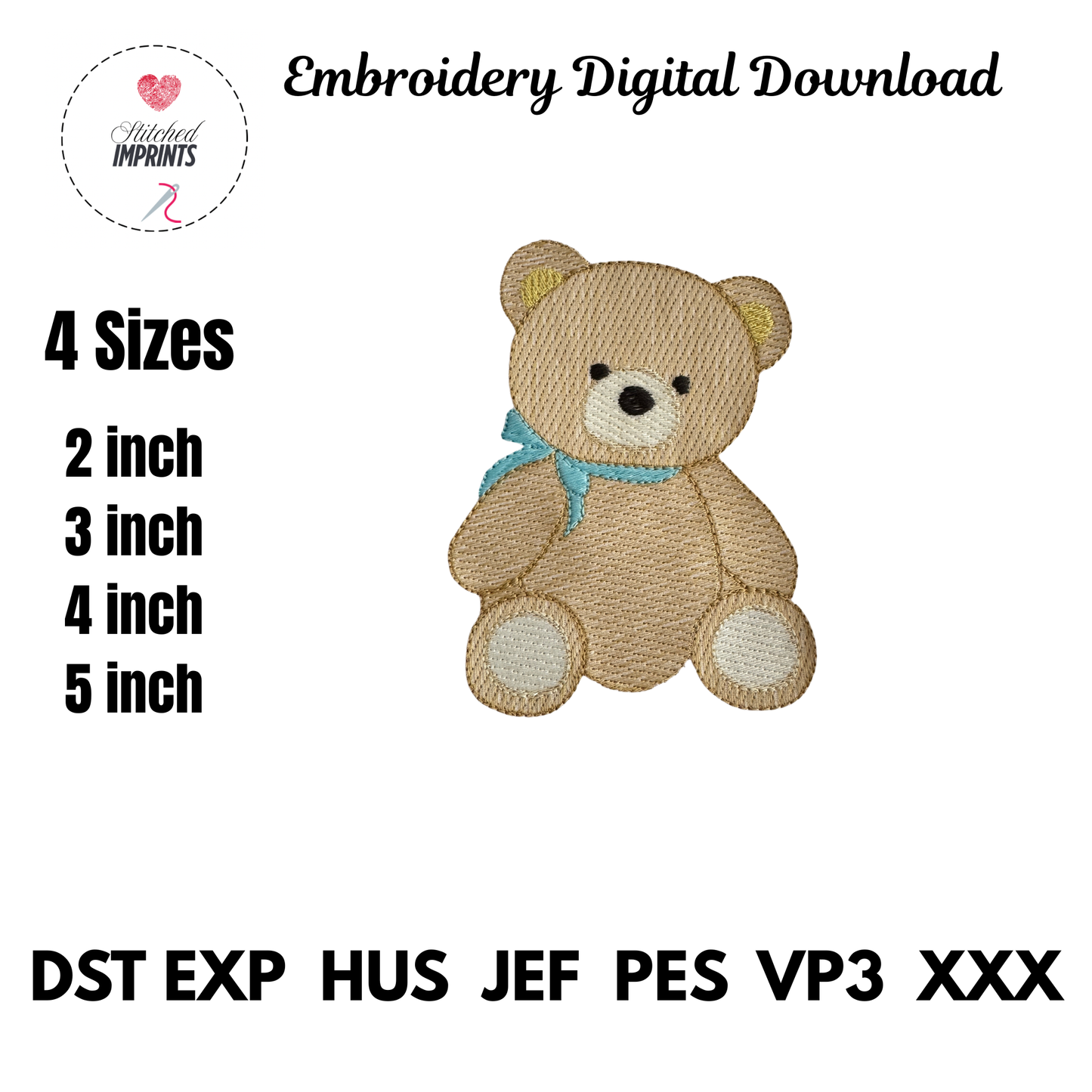Teddy Bear Embroidery Digital Download - 4 sizes